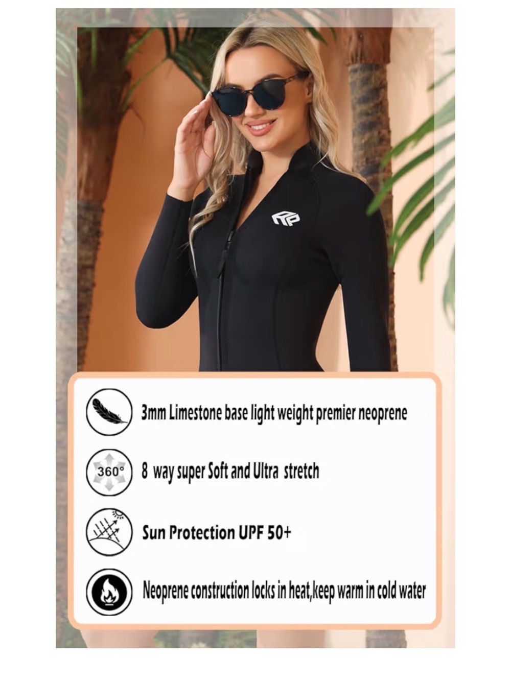 Wetsuit Women’ 3mm Neoprene Shorty Wet Suit Long Sleeve S NWT - Picture 8 of 10